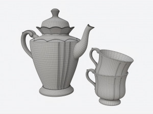 Teapot and Cups 3D Model