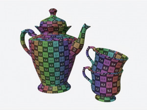 Teapot and Cups 3D Model