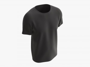 T-shirt for Men Mockup 01 Cotton Black 3D Модель