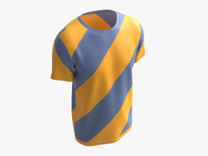 T-shirt for Men Mockup 01 Yellow Blue Stripes 3D Модель