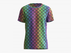T-shirt for Men Mockup 01 Yellow Blue Stripes 3D Модель