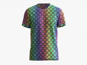 T-shirt męski Mockup 02 Bawełniany Czarny Model 3D