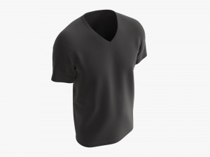 T-shirt for Men Mockup 03 Cotton Black Modelo 3D