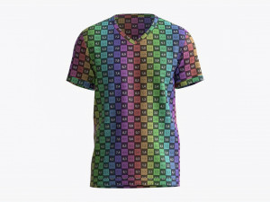 T-shirt for Men Mockup 03 Synthetic Gold 3D Model