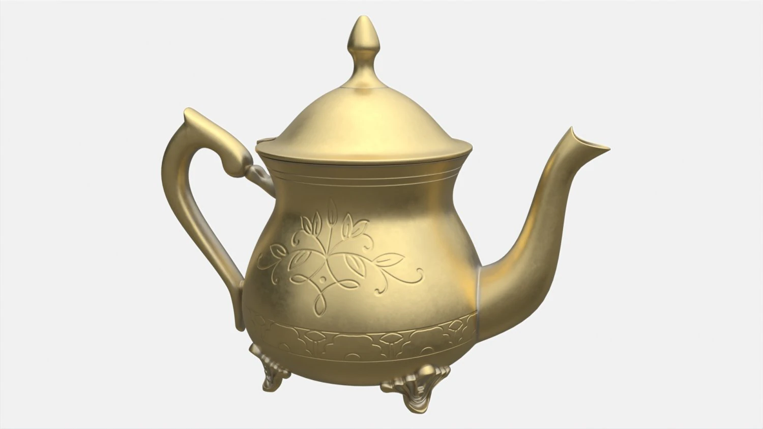 Vintage Brass Teapot 3D Model .c4d .max .obj .3ds .fbx .stl .blend 