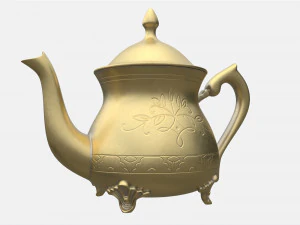 Vintage Brass Teapot 3D Model