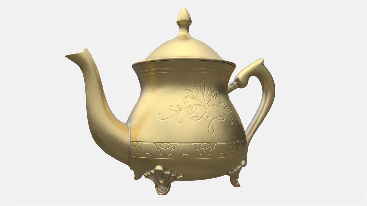 3D model Vintage metal teapot VR / AR / low-poly