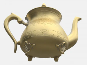 Vintage Brass Teapot 3D Model