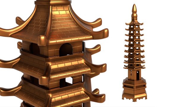 Wenchang Pagoda Tower 3D Model .c4d .max .obj .3ds .fbx .stl .blend 