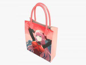 Women Fabric Anime Zero Two Tote Bag 3D Model