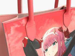Women Fabric Anime Zero Two Tote Bag Model 3D