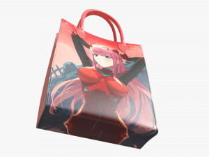 Women Fabric Anime Zero Two Tote Bag Model 3D