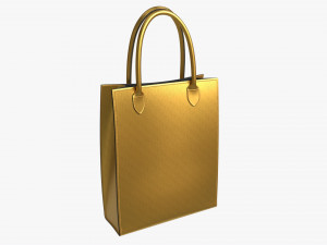 Women Leather golden Tote Bag Modelo 3D