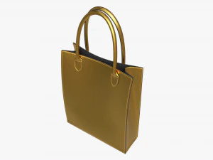 Women Leather golden Tote Bag 3D Model