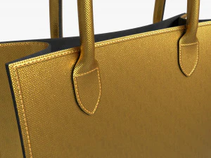 Women Leather golden Tote Bag 3D Model