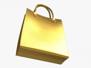 Women Leather golden Tote Bag 3D Model