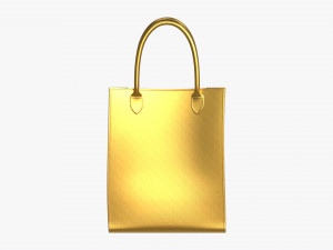 Women Leather golden Tote Bag Modelo 3D