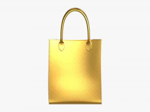 Women Leather golden Tote Bag 3D Model