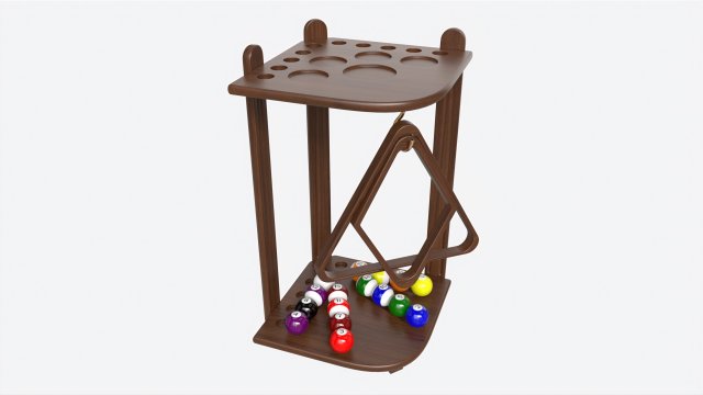 Billiard 10 Cue Corner Floor Rack Dark 3D Модель .c4d .max .obj .3ds .fbx .stl .blend 