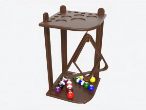 बिलियर्ड 10 क्यू कॉर्नर फ़्लोर रैक डार्क 3D मॉडल