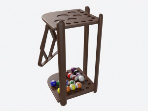 Billiard 10 Cue Corner Floor Rack Dark 3D Модель