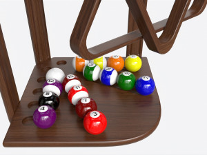 Billiard 10 Cue Corner Floor Rack Dark 3D Модель