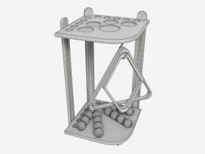 Billiard 10 Cue Corner Floor Rack Dark 3D Модель