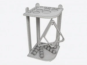 Billiard 10 Cue Corner Floor Rack Dark 3D Model