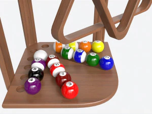 Billiard 10 Cue Corner Floor Rack Light 3D Model