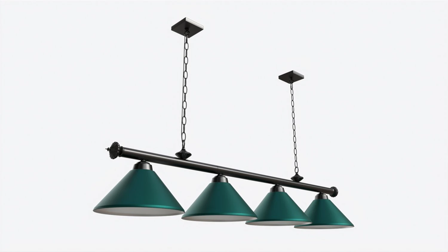 Billiard Hanging 4-light Fixture 3D Model .c4d .max .obj .3ds .fbx .stl .blend