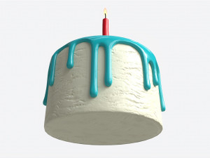 Birthday Cake With One Candle 3D Model