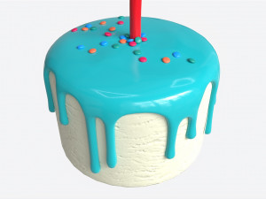 Birthday Cake With One Candle 3D Model