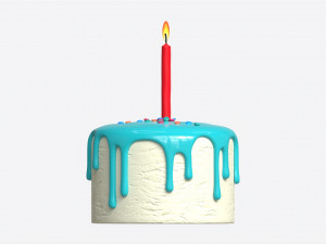 Birthday Cake With One Candle 3D Model
