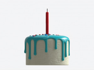 Birthday Cake With One Candle 3D Model