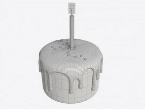 Birthday Cake With One Candle 3D Model