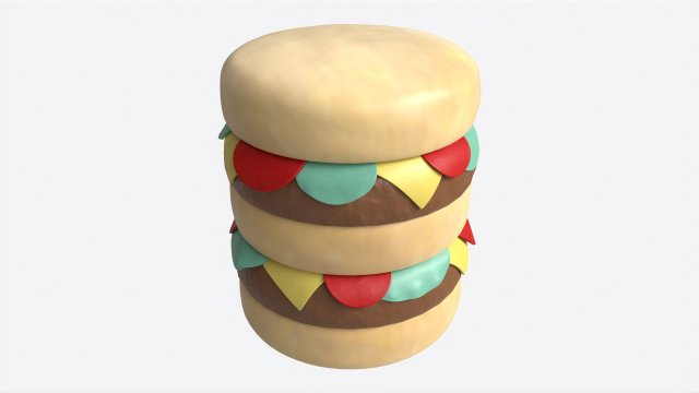 Cheeseburger Cake Tall 3D Model .c4d .max .obj .3ds .fbx .stl .blend 
