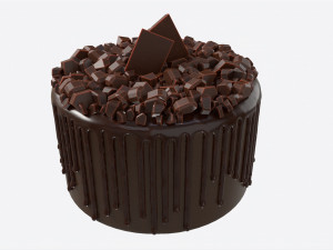 Chocolate Cake Decorated with Chocolate Pieces 3D Модель