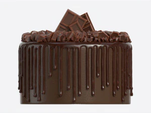 Chocolate Cake Decorated with Chocolate Pieces 3D Model