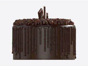 Chocolate Cake Decorated with Chocolate Pieces 3D Model
