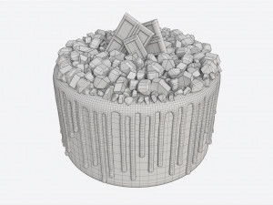 Chocolate Cake Decorated with Chocolate Pieces 3D Модель