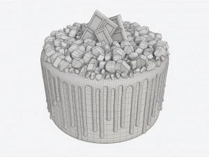 Chocolate Cake Decorated with Chocolate Pieces 3D Model