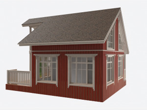 Classic Wooden Two Level House with Terrace 3Dモデル