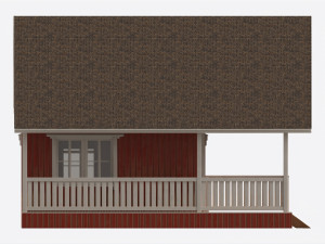Classic Wooden Two Level House with Terrace 3Dモデル