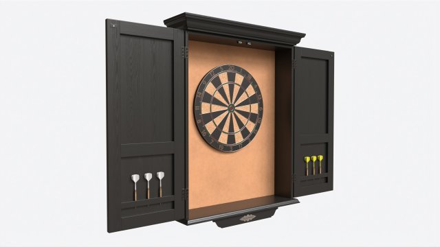 Dartboard Cabinet Classic Open Model 3D .c4d .max .obj .3ds .fbx .stl .blend 