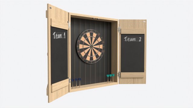 Dartboard Cabinet Minimalist Open 3D Model .c4d .max .obj .3ds .fbx .stl .blend 