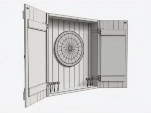 Dartboard Cabinet Minimalist Open 3D Model