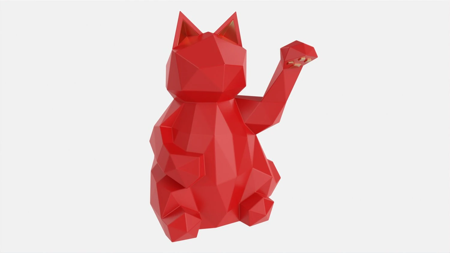 Decorative Stylized Lucky Cat Statuette 3D Model .c4d .max .obj .3ds .fbx .stl .blend 