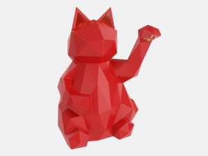 Decorative Stylized Lucky Cat Statuette Model 3D