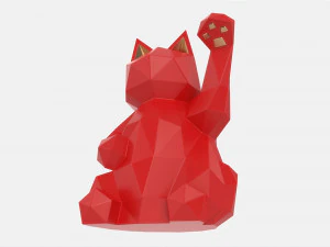 Decorative Stylized Lucky Cat Statuette 3D Model