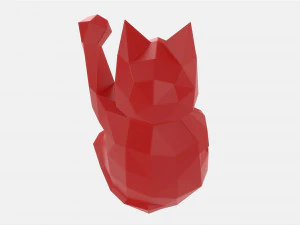 Decorative Stylized Lucky Cat Statuette 3D Model
